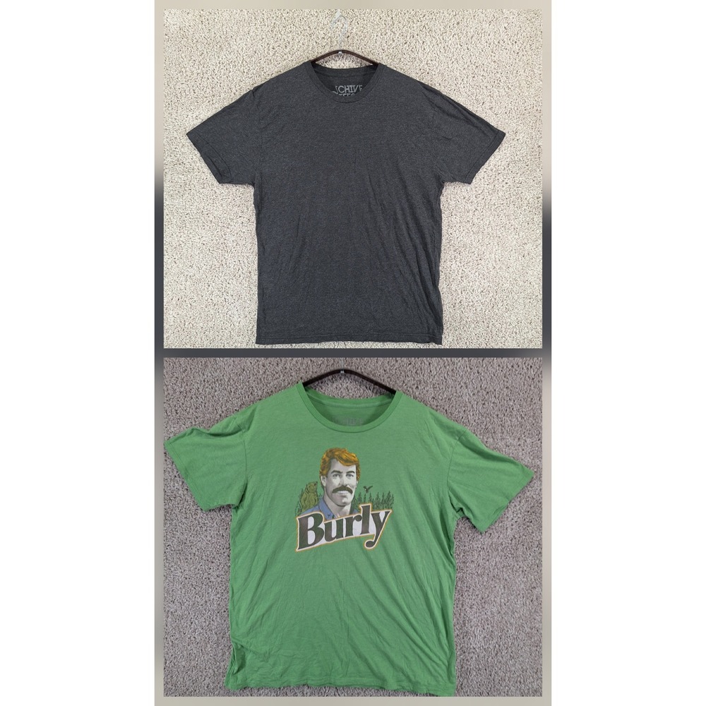 Chive Tees T-Shirt Mens XL Green Burly Graphic & Charcoal Casual Lot of 2